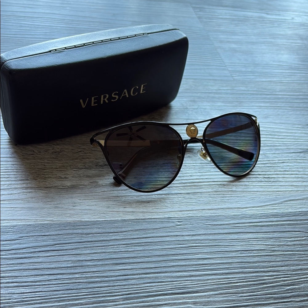 Versace Polarized Black Sunglasses with Case